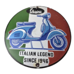 Vintage Vespa Sign – Italian Gas Service Station Porcelain Advertising Sign - Image 2