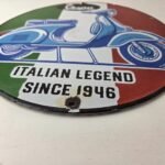 Vintage Vespa Sign – Italian Gas Service Station Porcelain Advertising Sign - Image 10