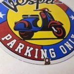 Vintage Vespa Sign – Parking Only Gas Service Station Porcelain Advertising Sign - Image 11