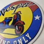 Vintage Vespa Sign – Parking Only Gas Service Station Porcelain Advertising Sign - Image 13