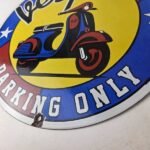 Vintage Vespa Sign – Parking Only Gas Service Station Porcelain Advertising Sign - Image 14