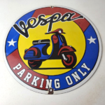 Vintage Vespa Sign – Parking Only Gas Service Station Porcelain Advertising Sign - Image 15