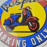 Vintage Vespa Sign – Parking Only Gas Service Station Porcelain Advertising Sign - Image 4