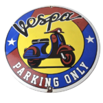 Vintage Vespa Sign – Parking Only Gas Service Station Porcelain Advertising Sign - Image 2