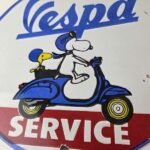 Vintage Vespa Sign – Snoopy Gas Service Station Porcelain Advertising Sign - Image 4