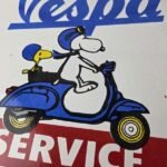 Vintage Vespa Sign – Snoopy Gas Service Station Porcelain Advertising Sign - Image 5