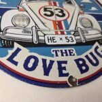 Vintage Volkswagen Sign – Porcelain VW Herbie Love Bug Car Sales Gas Ad Sign - Image 11