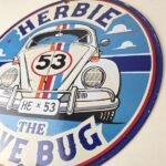 Vintage Volkswagen Sign – Porcelain VW Herbie Love Bug Car Sales Gas Ad Sign - Image 13