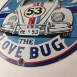 Vintage Volkswagen Sign – Porcelain VW Herbie Love Bug Car Sales Gas Ad Sign - Image 14