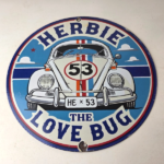 Vintage Volkswagen Sign – Porcelain VW Herbie Love Bug Car Sales Gas Ad Sign - Image 15