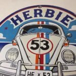 Vintage Volkswagen Sign – Porcelain VW Herbie Love Bug Car Sales Gas Ad Sign - Image 3