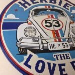 Vintage Volkswagen Sign – Porcelain VW Herbie Love Bug Car Sales Gas Ad Sign - Image 6