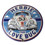 Vintage Volkswagen Sign – Porcelain VW Herbie Love Bug Car Sales Gas Ad Sign - Image 2