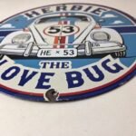 Vintage Volkswagen Sign – Porcelain VW Herbie Love Bug Car Sales Gas Ad Sign - Image 10