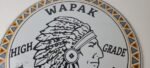 Vintage Wapak Hollow Ware Gasoline Sign – Indian Chief Gas Pump Porcelain Sign - Image 3