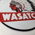 Vintage Wasatch Porcelain Sign – American Indian Gas Pump Plate Service Sign - Image 11
