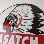Vintage Wasatch Porcelain Sign – American Indian Gas Pump Plate Service Sign - Image 12