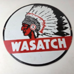 Vintage Wasatch Porcelain Sign – American Indian Gas Pump Plate Service Sign - Image 15