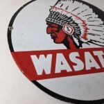 Vintage Wasatch Porcelain Sign – American Indian Gas Pump Plate Service Sign - Image 6