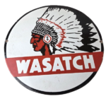 Vintage Wasatch Porcelain Sign – American Indian Gas Pump Plate Service Sign - Image 2