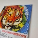 Vintage Weatherly Mark Sign – Hunting Firearms Powerful Rifle Ad Porcelain Sign - Image 8