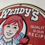 Vintage Wendy's Hamburgers Sign – Quality Old Fast Food Porcelain Gas Pump Sign - Image 12