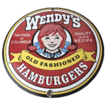 Vintage Wendy's Hamburgers Sign – Quality Old Fast Food Porcelain Gas Pump Sign - Image 2