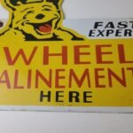 Vintage Wheel Alinement Sign – Auto Tires Sales Service Gas Pump Porcelain Sign - Image 4