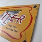Vintage Whizzer Motor Bike Porcelain Sign – Gas Sales Service Station Sign - Image 12