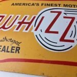 Vintage Whizzer Motor Bike Porcelain Sign – Gas Sales Service Station Sign - Image 3