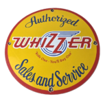 Vintage Whizzer Motor Bike Sign – Gas Sales Service Station Porcelain Sign
