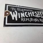 Vintage Winchester Rifles Sign – Porcelain Repeating Guns Bought Sold Trade Sign - Image 6