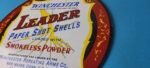 Vintage Winchester Sign – Leader Ammo Porcelain Firearms Shot Gun Gas Pump Sign - Image 9