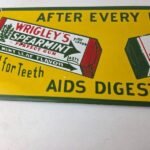 Vintage Wrigley Chewing Gum Sign – Porcelain Spearmint Advertising Gas Pump Sign - Image 3