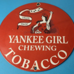 Vintage Yankee Girl Tobacco Sign – Chewing Gas Pump Plate Porcelain Sign
