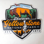 Vintage Yellowstone National Park Porcelain Sign – Bison Geyser Shield Sign - Image 15