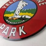 Vintage Yellowstone National Park Sign – Old Faithful Gas Pump Porcelain Ad Sign - Image 14