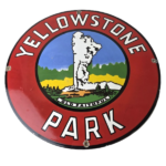 Vintage Yellowstone National Park Sign – Old Faithful Gas Pump Porcelain Ad Sign
