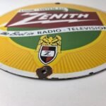 Vintage Zenith Radio Television Sign – TV Advertising Porcelain Gas Sign - Image 11