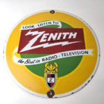 Vintage Zenith Radio Television Sign – TV Advertising Porcelain Gas Sign - Image 12