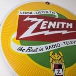 Vintage Zenith Radio Television Sign – TV Advertising Porcelain Gas Sign - Image 6