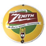 Vintage Zenith Radio Television Sign – TV Advertising Porcelain Gas Sign