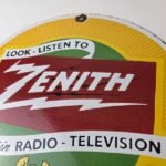 Vintage Zenith Radio Television Sign – TV Advertising Porcelain Gas Sign - Image 8